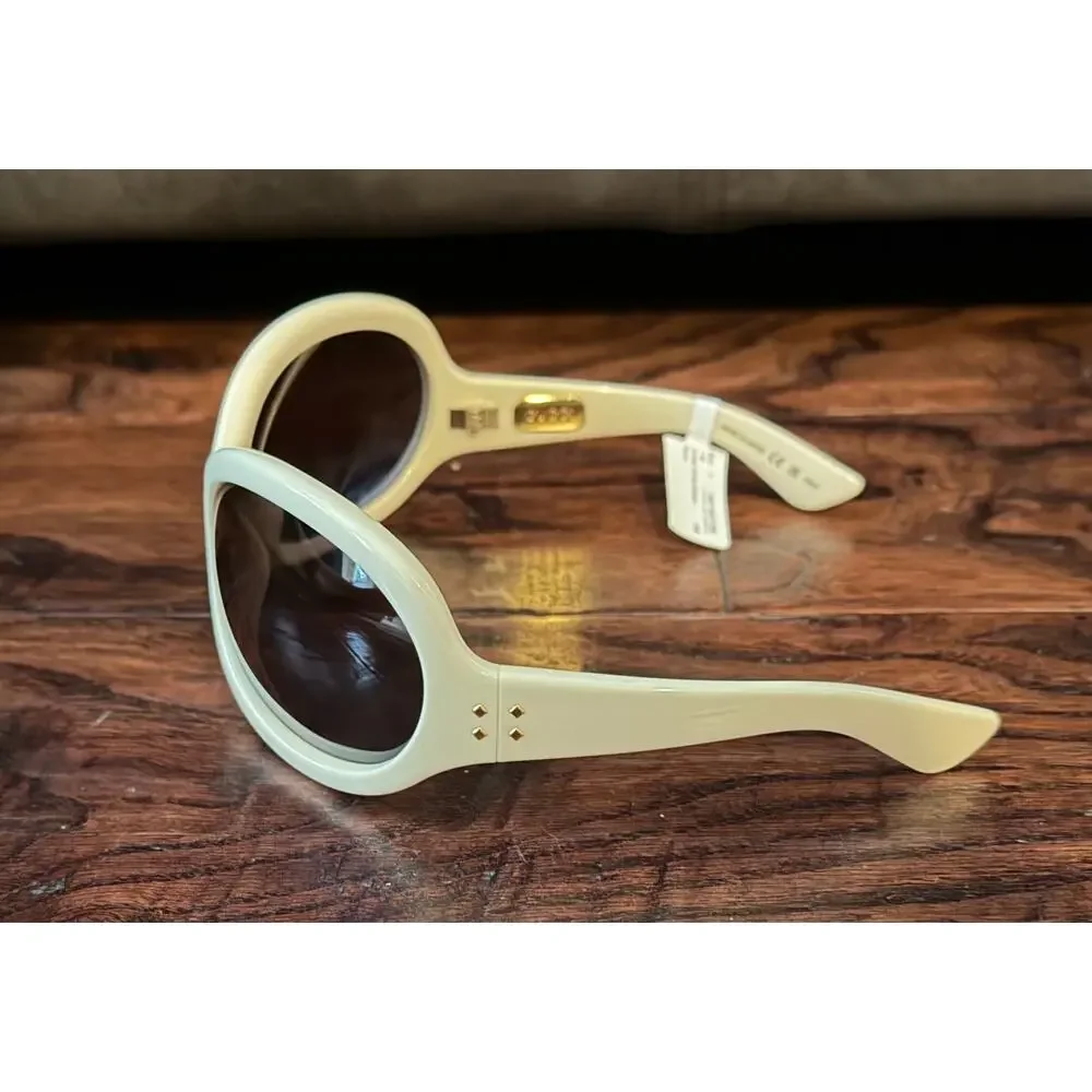 $995 NIB Gucci White 77MM Butterfly Shape Saddle Nose Men's Sunglasses